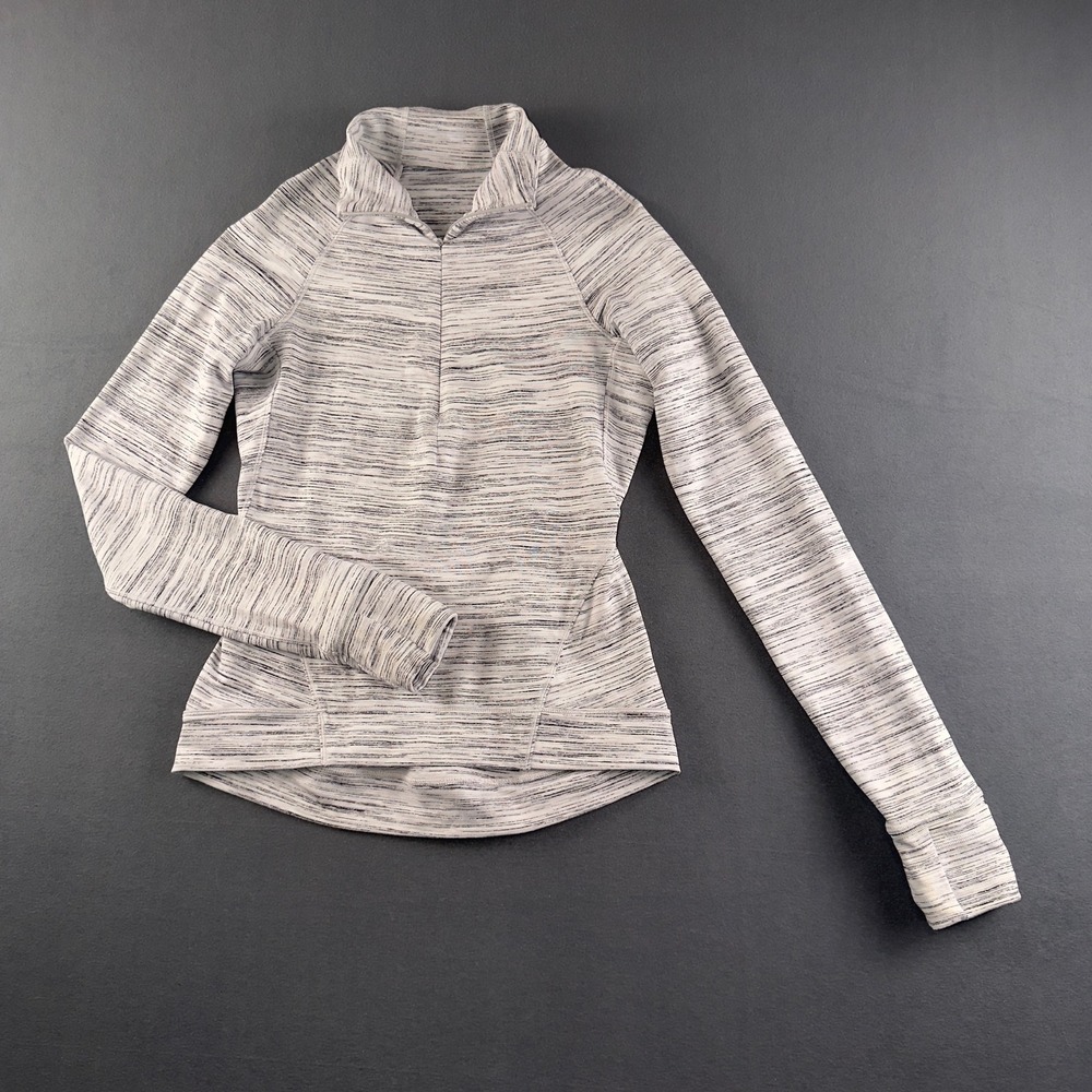 Lululemon Outrun the Elements 1/2 Zip Space Dye Camo White Silver Spoon Size 4